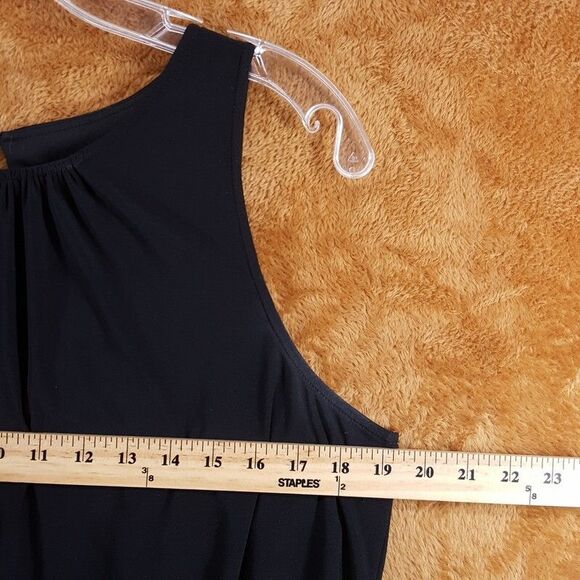 AIDAN MATTOX Dress Womens Size 12 Black Sleeveless Sequins Bottom Draped Blouson - Picture 4 of 7